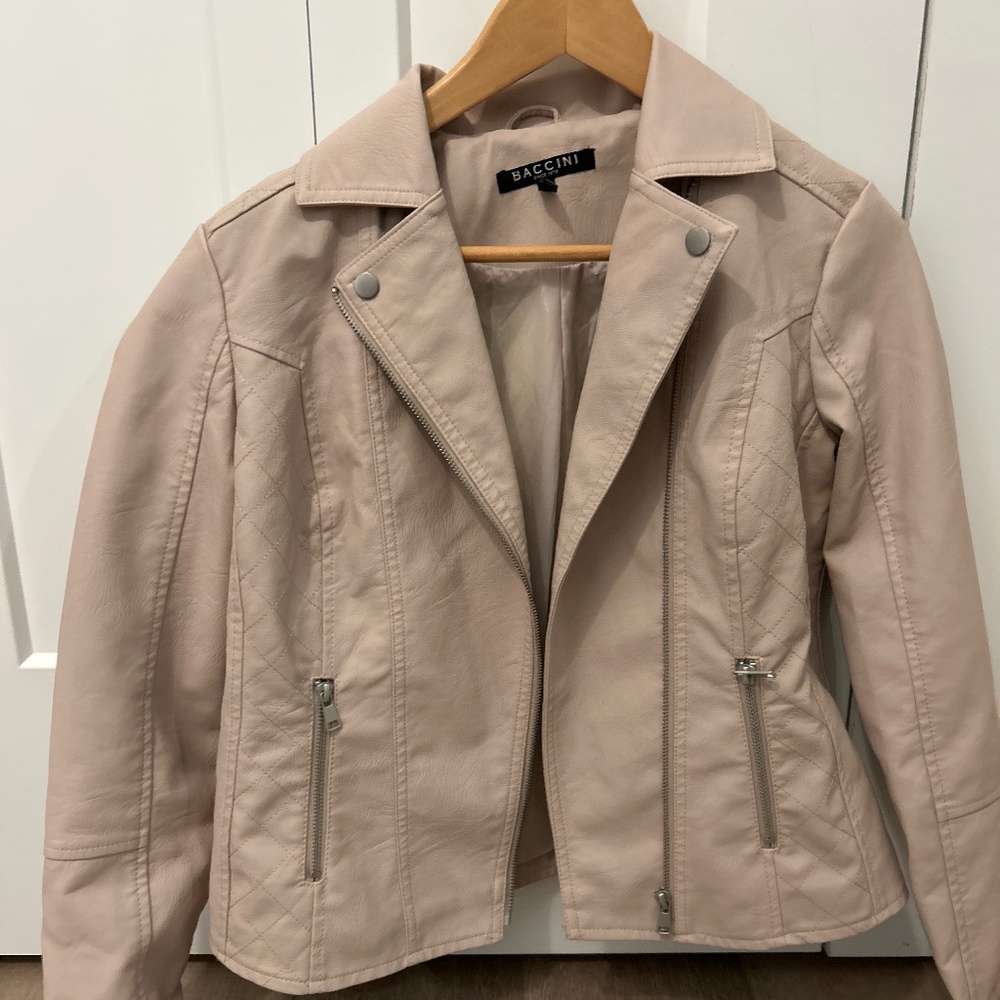 New without tags- beige faux leather jacket